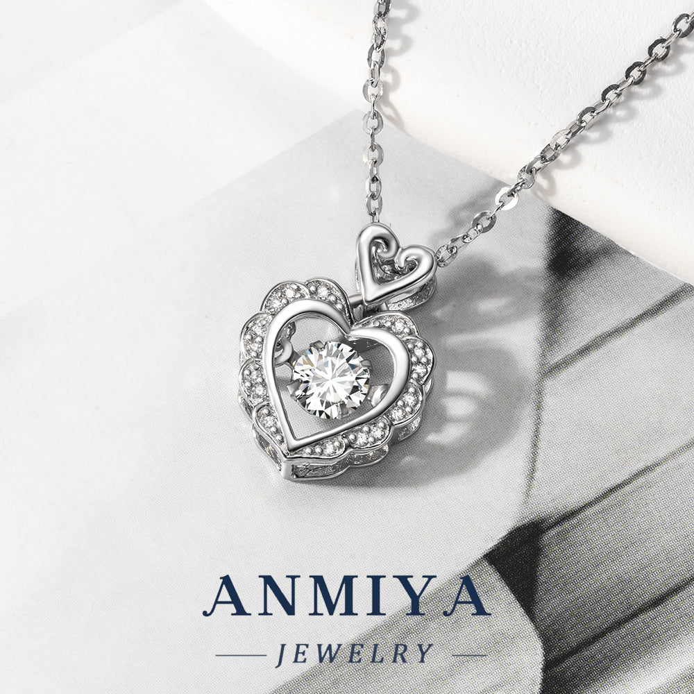 Anmiya Heart-Shaped Moissanite Pendant – 925 Sterling Silver