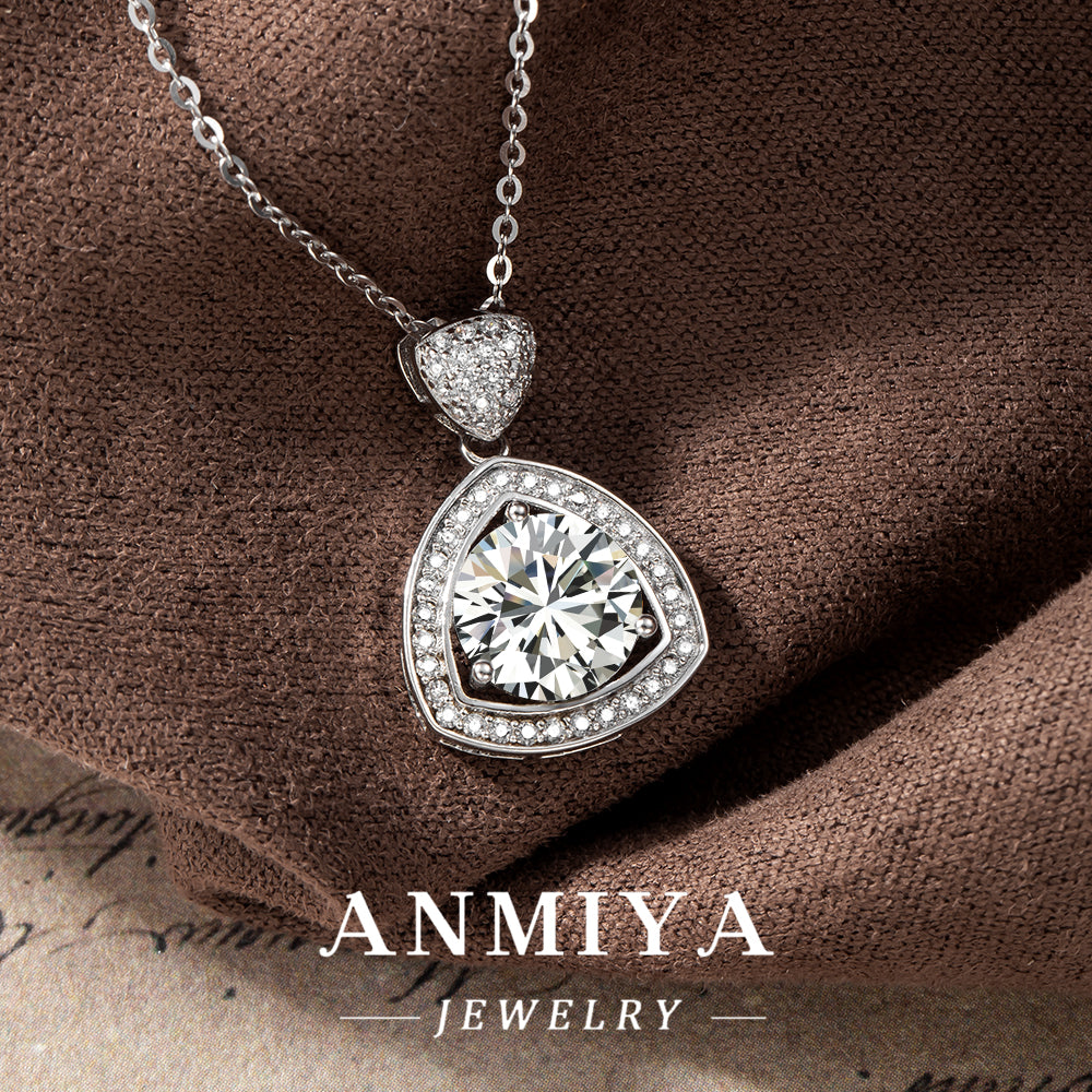 Anmiya Geometric Moissanite Pendant – 925 Sterling Silver