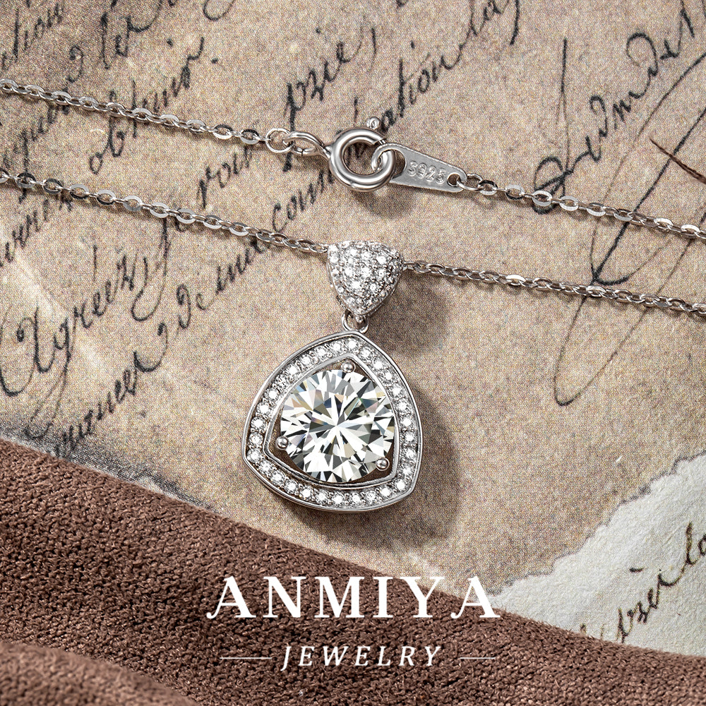 Anmiya Geometric Moissanite Pendant – 925 Sterling Silver