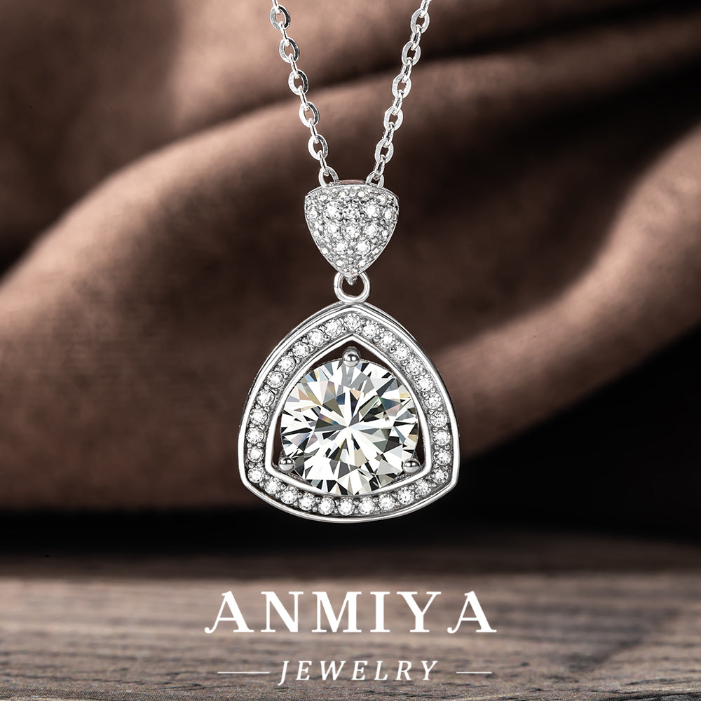 Anmiya Geometric Moissanite Pendant – 925 Sterling Silver