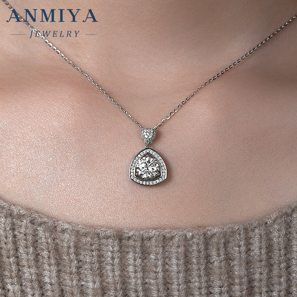 Anmiya Geometric Moissanite Pendant – 925 Sterling Silver
