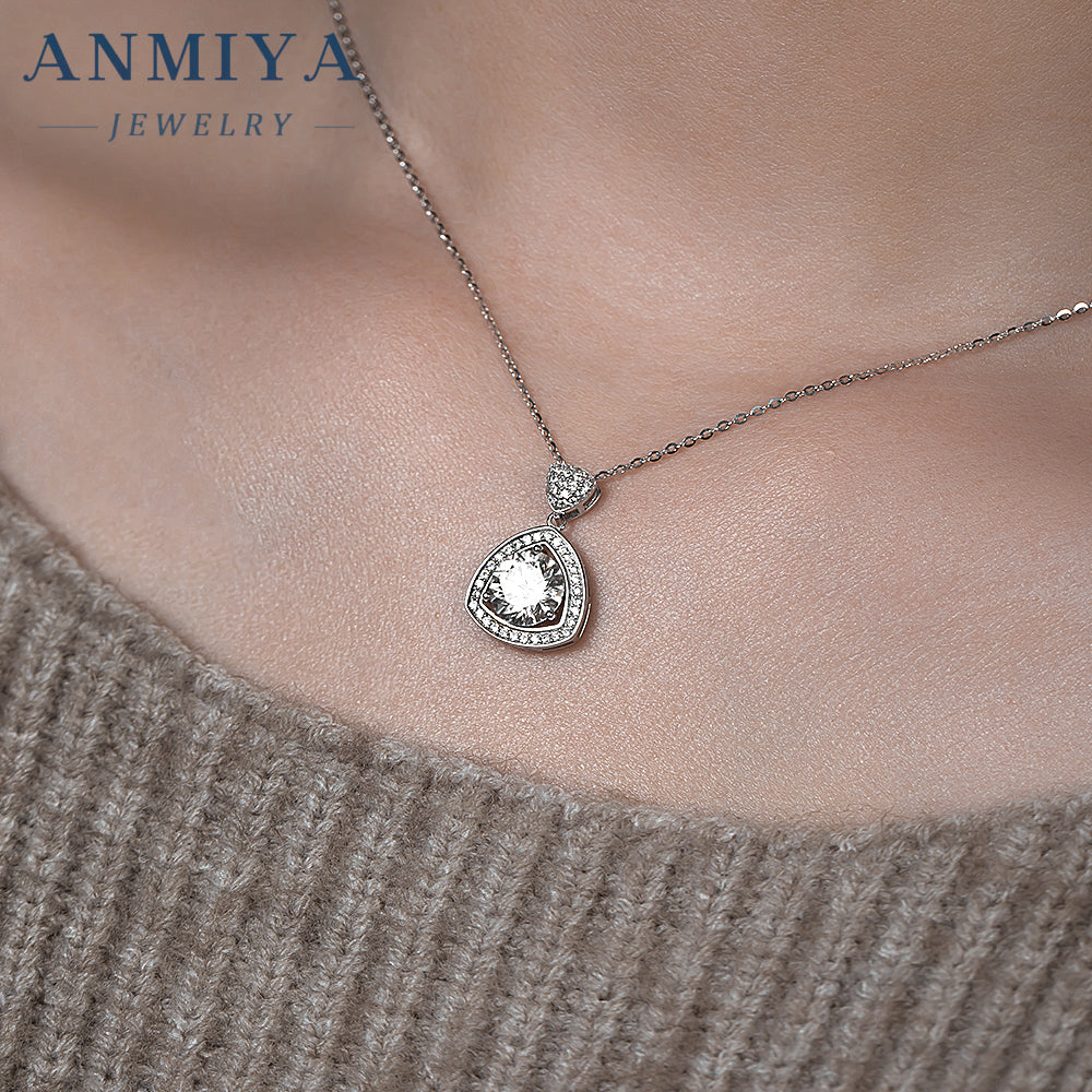 Anmiya Geometric Moissanite Pendant – 925 Sterling Silver