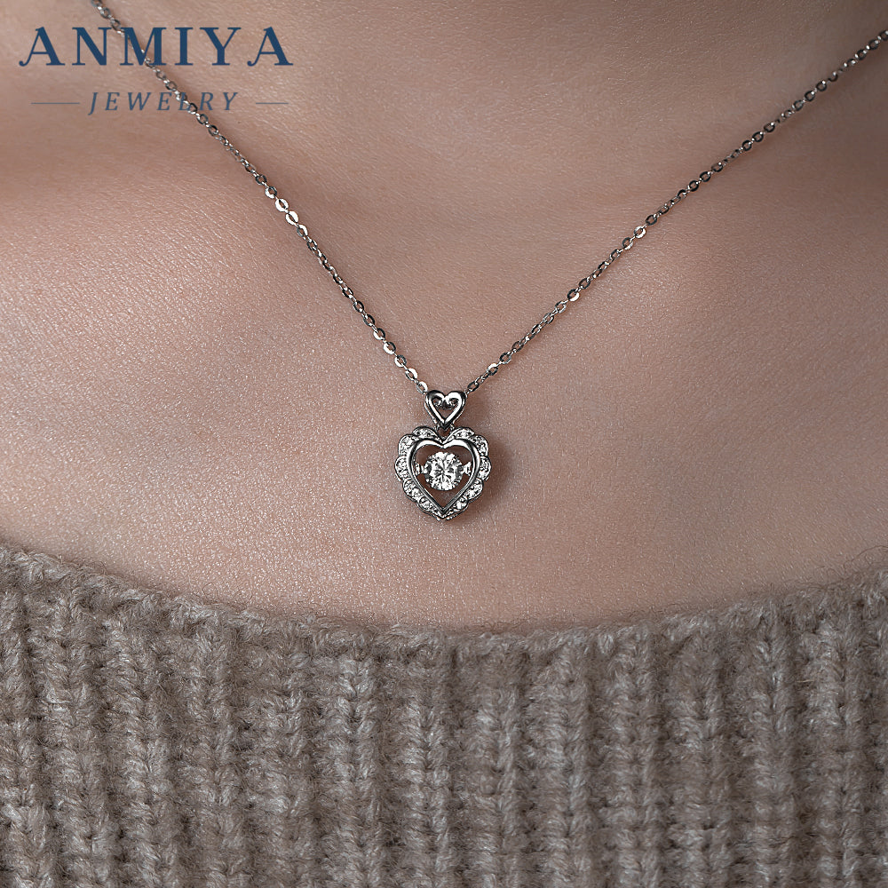 Anmiya Heart-Shaped Moissanite Pendant – 925 Sterling Silver