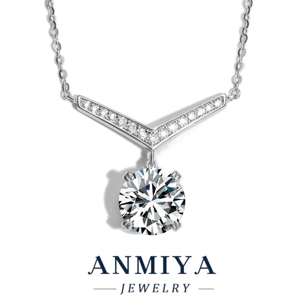 Anmiya Chic Moissanite Pendant Necklace – 925 Sterling Silver